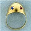 Image 3 : 18k Gold Multi-Gemstone Dome Ring