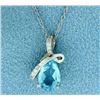 Image 1 : Blue Topaz with Diamond Pendant and Chain