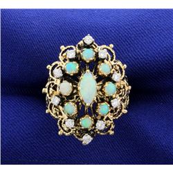 Vintage Opal & Diamond ring