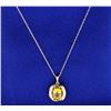 Image 2 : 3ct Citrine and Diamond Pendant with Chain