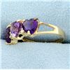 Image 2 : Heart Shaped Amethyst and Diamond Ring