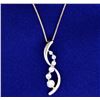 Image 1 : Sterling Silver CZ pendant on 18 1/4 Inch Chain