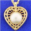 Image 1 : Heart Pendant with Pearl and chain