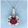 Image 1 : Sterling silver pendant with Lab Ruby