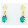 Image 1 : Lab Created Aquamarine Brushed Gold Dangle Earrings