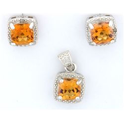 Azotic Topaz & Diamond Earrings & Pendant set