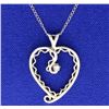 14K Diamond Heart Pendant & 14K Chain