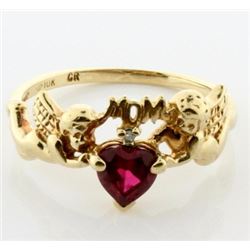 Lab Ruby & Diamond Mom Ring
