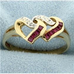 Ruby & Diamond Heart Ring