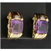 Image 1 : Large Amethyst & Diamond Earrings