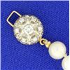 Image 2 : Vintage 8 Inch Pearl Strand Bracelet with Diamond Clasp