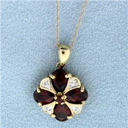 Garnet & Diamond Pendant with chain