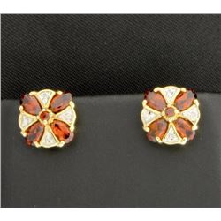 Garnet & Diamond Earrings