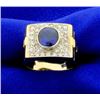Image 1 : Men's 18k Sapphire and Diamond Ring