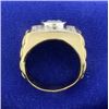 Image 3 : Men's 18k Sapphire and Diamond Ring