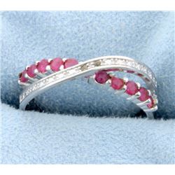 African Ruby and Diamond Criss-Cross Band
