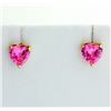 Pink Sapphire Heart Stud Earrings