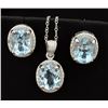 Vintage Style 7ct TW Blue Topaz Earrings and Pendant Set