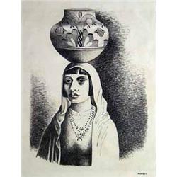 Emil Bisttram, Lithograph, Signed