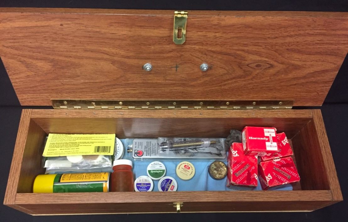 Box of Black Powder Shooting Accessories