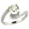 Image 1 : Natural 0.99 ctw green-amethyst & Diamond Engagement Ring 10K White Gold - REF-42Y2X