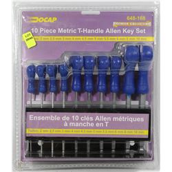 NEW DOCAP 10 PIECE METRIC T-HANDLE ALLEN KEY SET