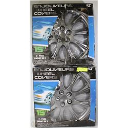 LOT OF TWO KT 15" 2PK WHEEL COVERS