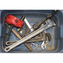 TOTE WITH PLUMBERS TOOLS