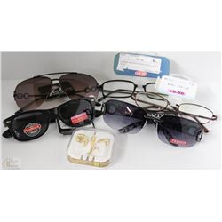 3 SUNGLASSES AND 2 READING GLASSES WITH