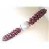 Image 2 : #3-STERLING SILVER NATURAL PEARL & GARNET BRACELET