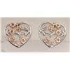 Image 1 : #9-STERLING SILVER DIAMOND HEART-SHAPED EARRINGS