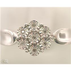 #12-STERLING SILVER 7 DIAMOND RING