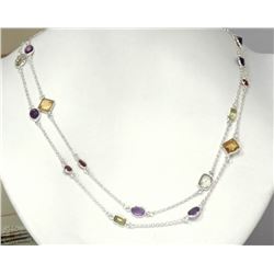 #18-STERLING SILVER GEMSTONE NECKLACE