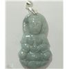 Image 1 : #19-STERLING SILVER NATURAL JADE BUDDHA PENDANT
