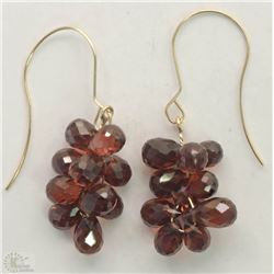 #20-14KT YELLOW GOLD NATURAL GARNET EARRINGS