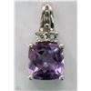 Image 1 : #28-STERLING SILVER AMETHYST & DIAMOND PENDANT