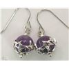 Image 1 : #30-STERLING SILVER AMETHYST & DIAMOND EARRINGS