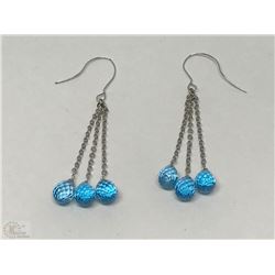 #34-14KT WHITE GOLD BLUE TOPAZ EARRINGS