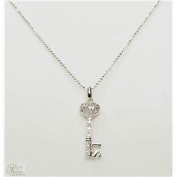 #35-STERLING SILVER DIAMOND PENDANT WITH CHAIN