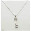 Image 1 : #35-STERLING SILVER DIAMOND PENDANT WITH CHAIN