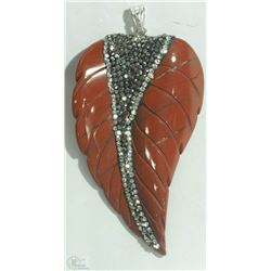 #40-RED JASPER WITH CUBIC CRYSTALS LEAF-SHAPED