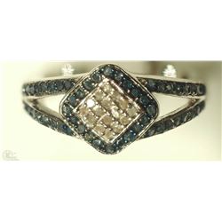 #42-STERLING SILVER ENHANCED BLUE DIAMOND &