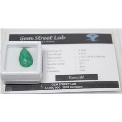 62) EMERALD 6.95CT WITH COA