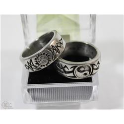 LOT OF HEAVY 2 MENS BAND RINGS