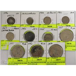 LOT OF 7 ASSORTED WORLD COINS AND 4 ASSORTED