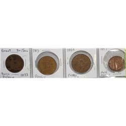 SET OF 4 BRITISH PENNIES & 1/2 PENNY -