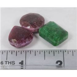 #56-NATURAL GREEN EMERALD &RUBY 81CT