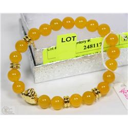 #16-YELLOW TOPAZ BEAD BRACELET 7.5"