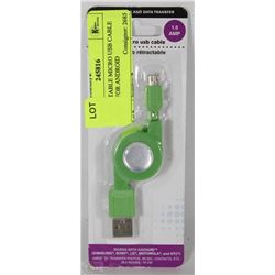 RETRACTABLE MICRO USB CABLE 1.0 AMP FOR ANDROID