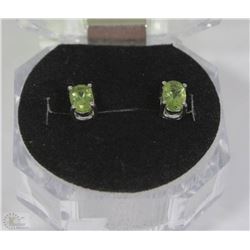 #77-NATURAL PERIDOT EARRINGS .925 STERLING SILVER